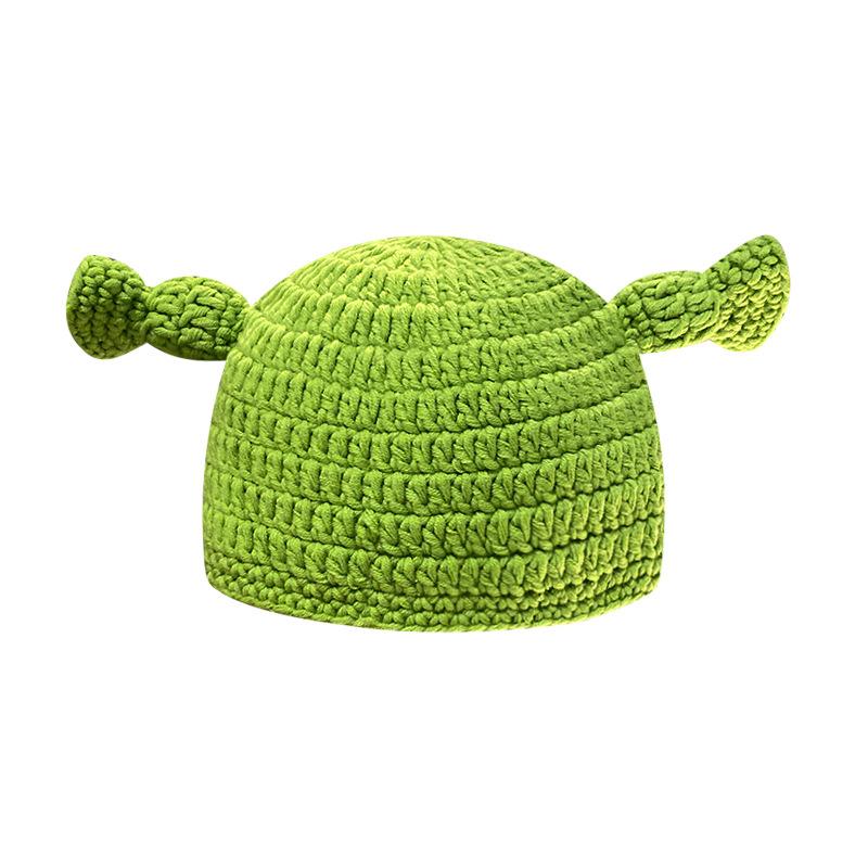 Herbst und Winter neue freche lustige großäugige Shrek gestrickte Wollmütze niedliche warme Cartoon niedliche Mütze