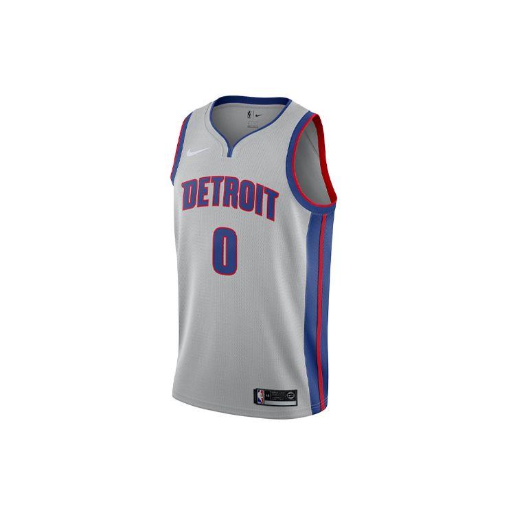 Nike NBA SW Fan Edition Detroit Pistons Drummond 0 Retro Breathable Basketball Jersey Men Jersey Gray 877204-007
