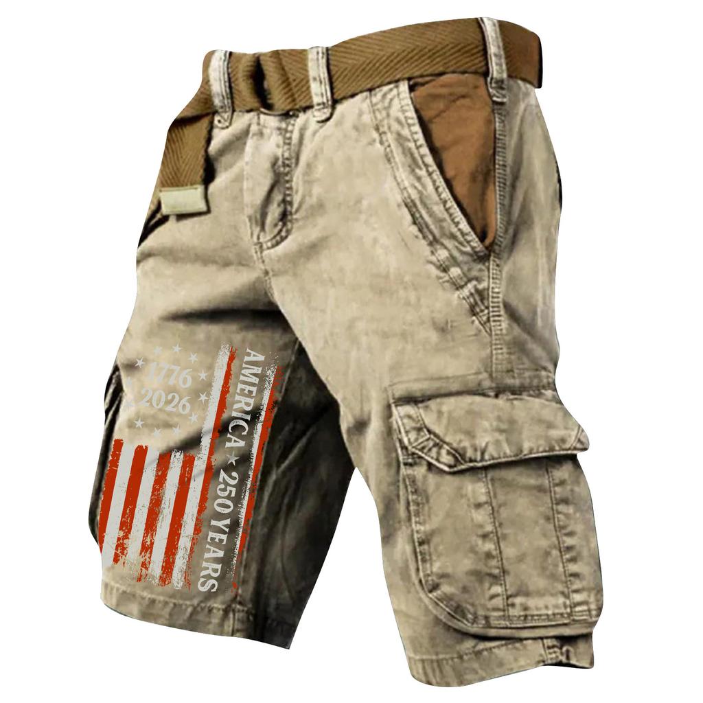 Pantaloncini Cargo Casual Stampati da Uomo per l'Estate con Tasche Multiple