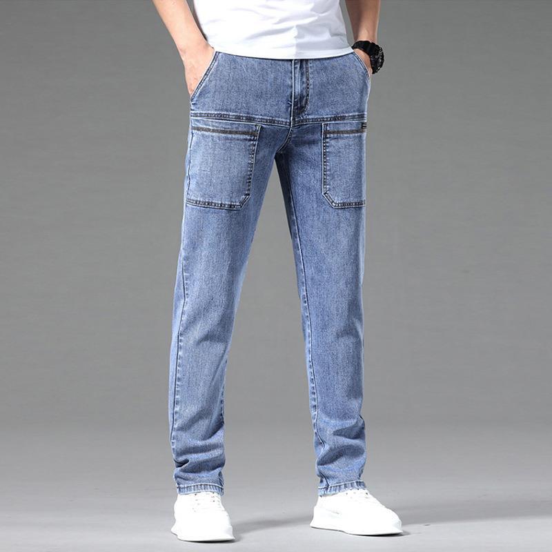 

Мужские весенние джинсы-стрейч с шестью карманами: Молодежные, популярные, повседневные брюки прямого кроя 32 (2 5) 140 lbs