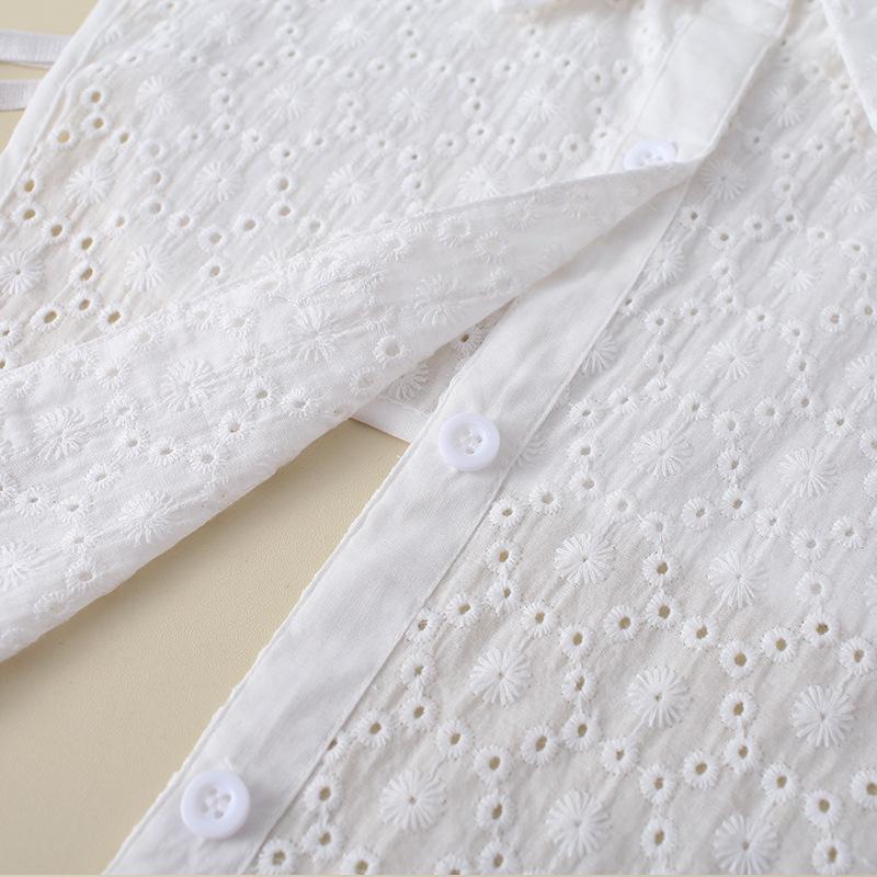 Falscher Kragen Damen Spitzkragen Jacquard Rundhals Pilzkante Damenkragen Hemd Stehkragen Baumwolle Weiß B528