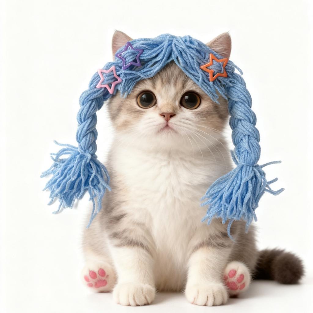 Cat Twist Braid Wig Cute Pet Headgear Dog Headgear Funny Accessories COS Photo Props Handmade