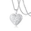 Collane Ciondolo Medaglione Cuore Ovale Floreale Delicato per Donna, Acciaio Inossidabile Cornice Foto Promessa Amore Ricordo Regalo