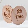 14 Pcs Milestone Cards Round Wooden for Monthly Recording Disc Door Hanger