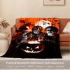 For Halloween,Horror Icons,Pumpkin Carving-Themed Flannel Blanket, Glam Style, Digital Print, All-Season Comfort, Tear-Resistant, Knitted Cr