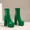 Women Ankle Boots Platform Square High Heel Ladies Short Boots