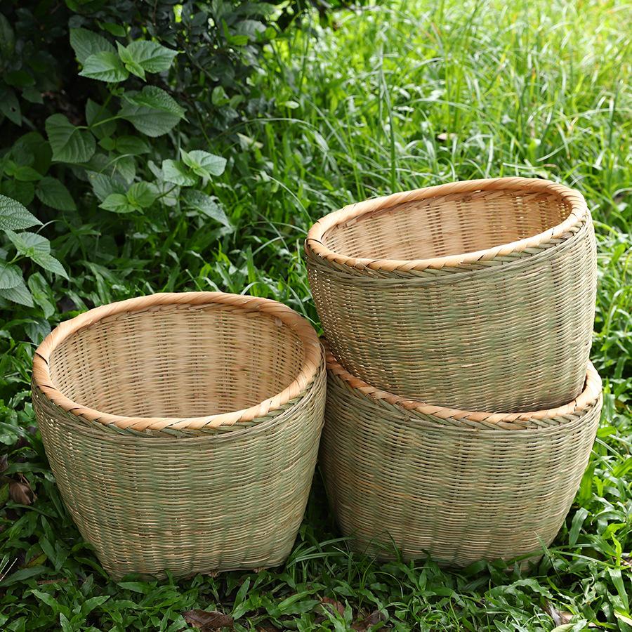 Bamboo Woven Large Winnowing and Rice Washing Basket - Multi-Purpose Storage and Farmer's Celebration Basket