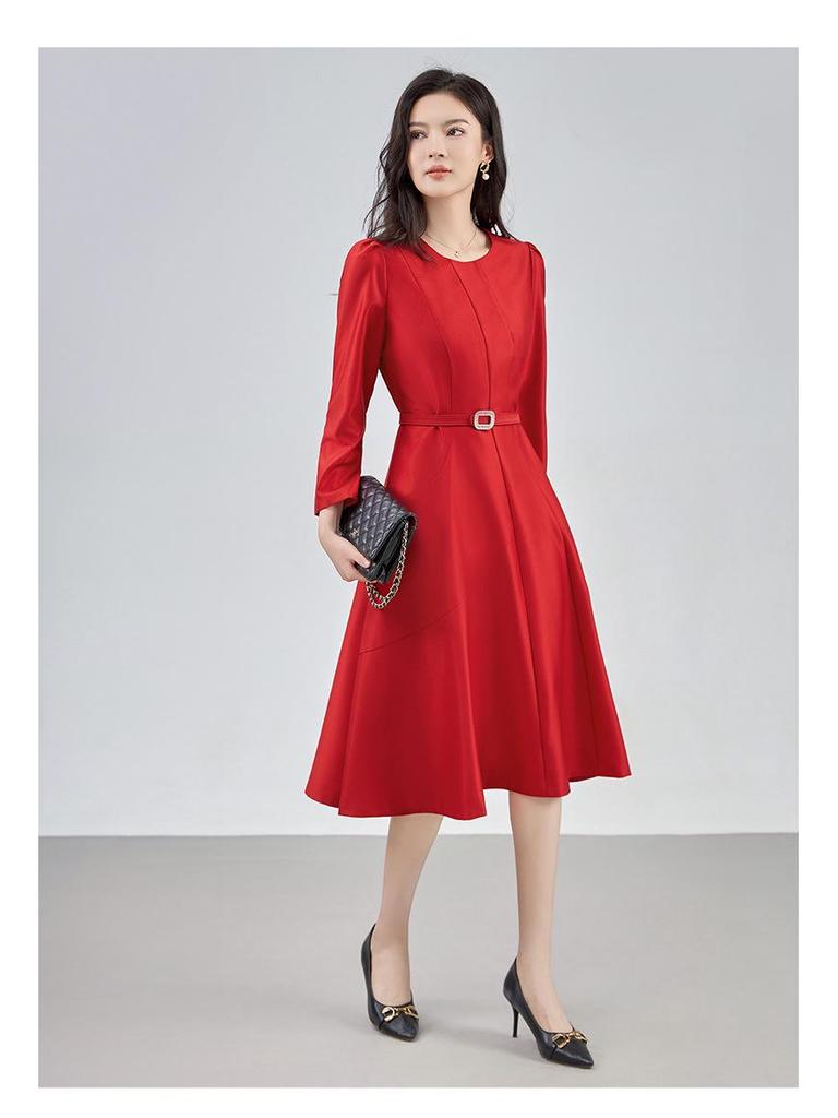 Slimming French Style A-line Belted Dress