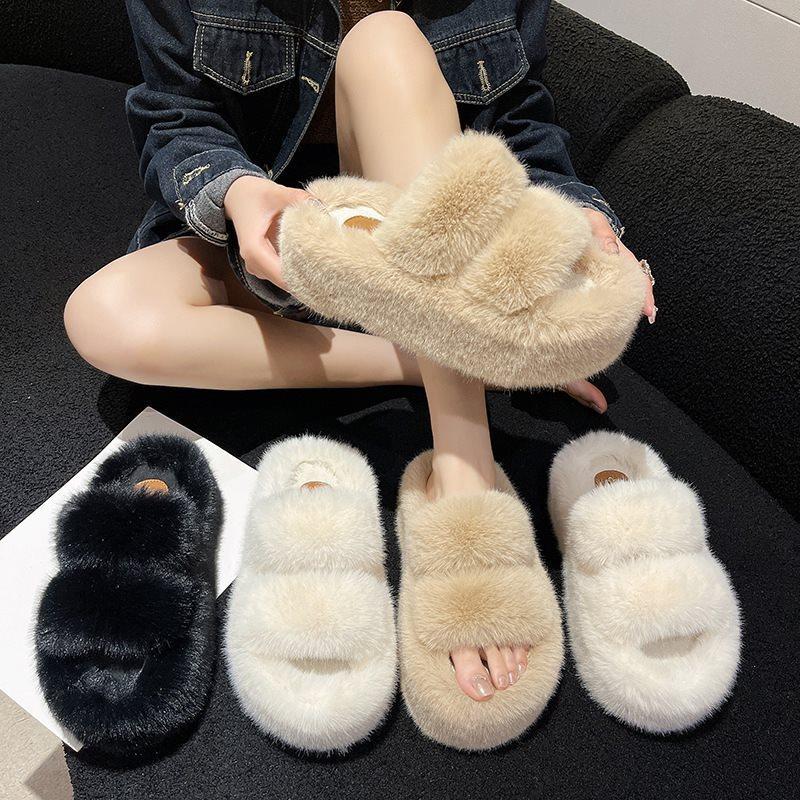 Thick-soled Slippers for Women To Wear Outside, Small Man To Increase the Height At Home, Muffin Plush Shoes, Large Size New 2025 Spring and Autum