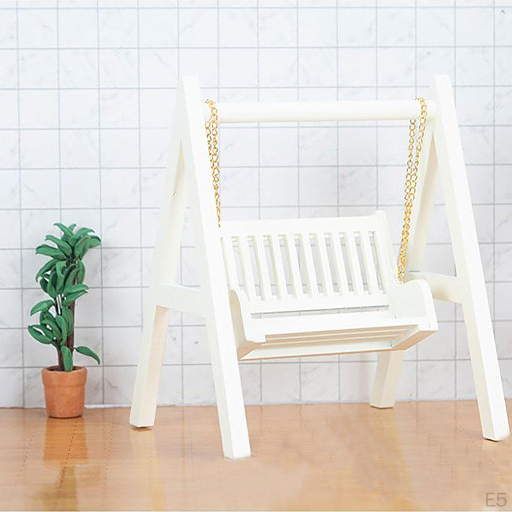 /12 Exquisite Miniature Wooden Porch Swing for Garden Doll Craft Kids Pretend Play Toy