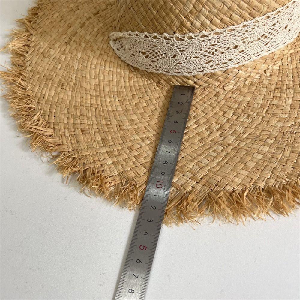 UV Protection Beach Hat Ribbon Weave Straw Cap Casual Sun Protection Cap  Vacation