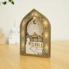 EID Wooden Pendant with LED Light Ornament Islamic Festival Supplies DIY Craft Perfect for Ramazan Home Party Decoration