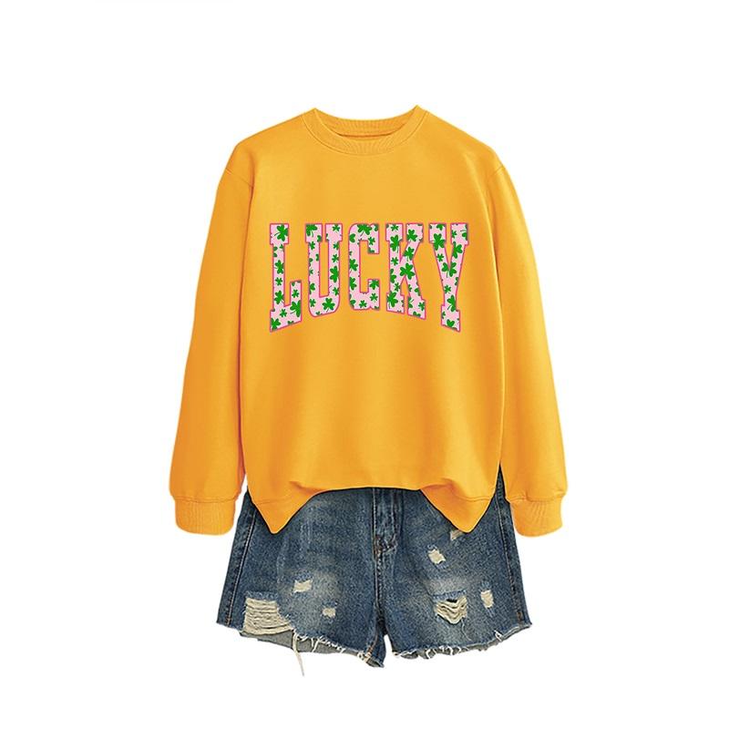 

Women s Lucky Clover Print Sweatshirt Crew Neck Loose Casual Pullover St Patrick s Day Inspired Top XXL