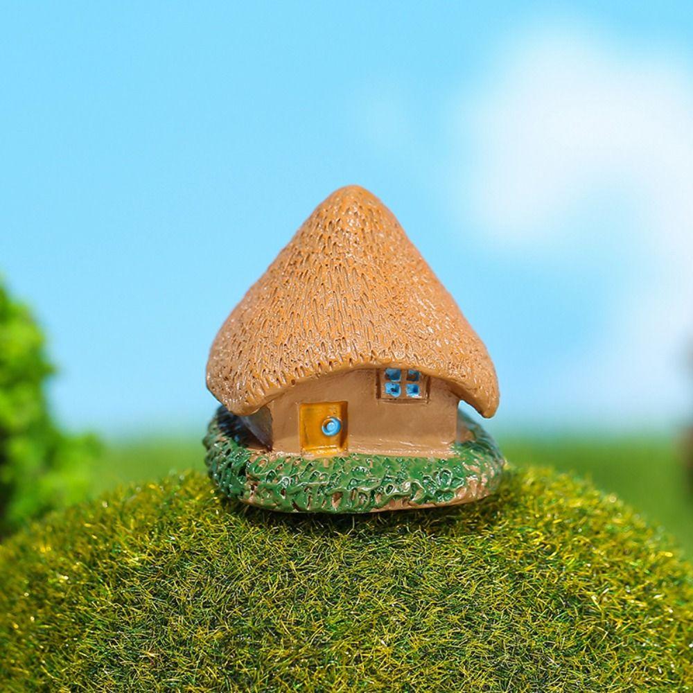 

Мини-коттедж с соломенной крышей, миниатюрная статуя, поделки из смолы, маленькая статуэтка для дома, сделанная своими руками, украшения для микроландшафта, двор