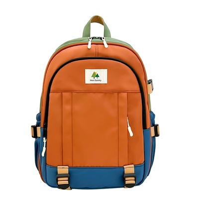 Color-Block Nylon-Rucksack für Damen & Herren – Leicht, Strapazierfähig, Schul- und Reisetasche mit mehreren Taschen
