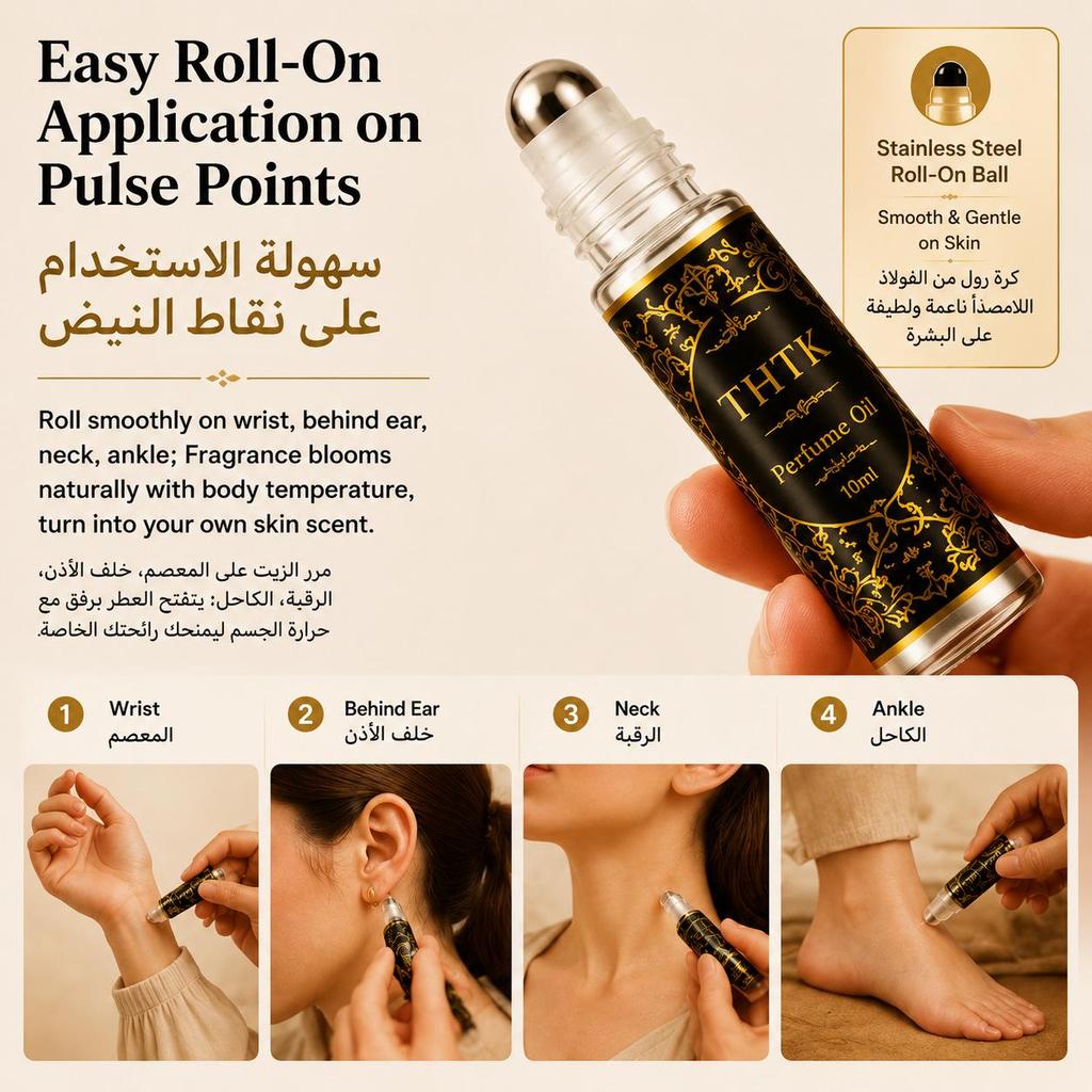 THTK Dubai Rollerball Perfume Oil - Romantic, Long-Lasting Unisex Fragrance for Men and Women