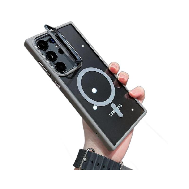 Suitable for Samsung S25 Ultra Magnetic Phone Case S24Plus Hidden Metal Lens Bracket S23 Transparent S24