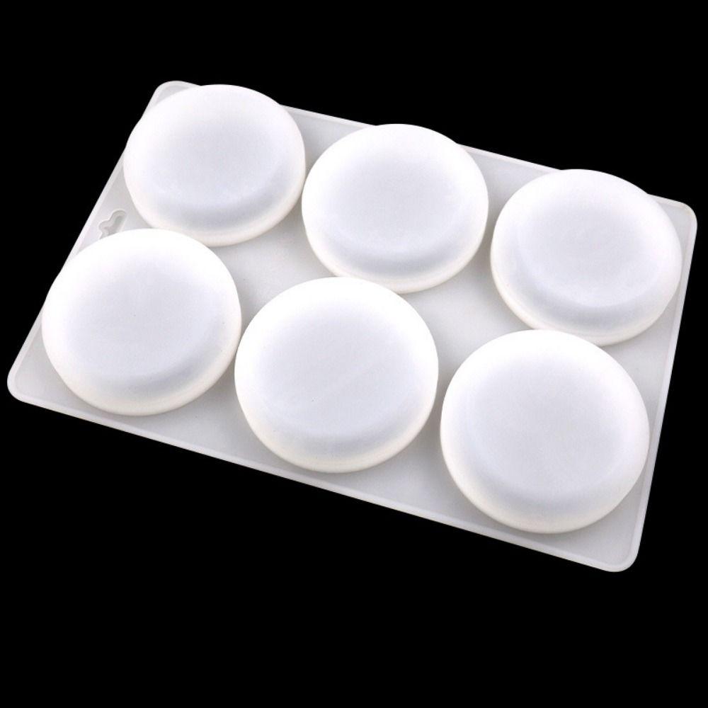 6 Holes Silicone Soap Mold Flat Bottom Soap Making Mold Round Silicone Mold Cake Decorating