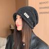 Hat Female Alphabet Cloth Sticker Trend Curling Edge Cold Hat Knitted Baotou Stacking Hat Warm Wool Hat