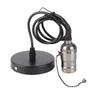 E26 Vintage Pendant Light Holder with Pull Chain Switch Lamp Base Ceiling Mounted (Black)