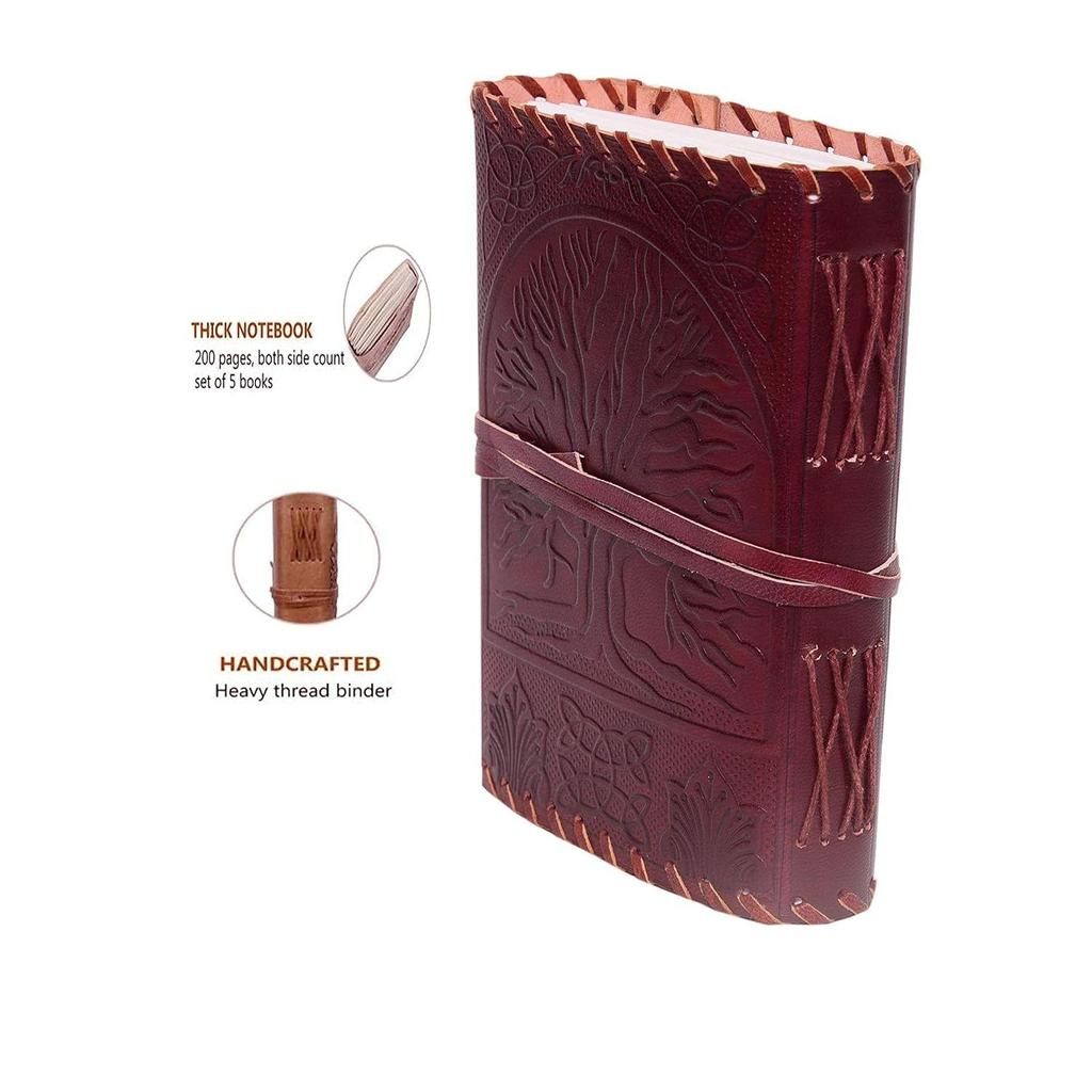 Tree Leather Writing Diary Journal Notebook Travel or Vintage Sketch Book Cotton Paper for Men & Women (7x5 Inch)