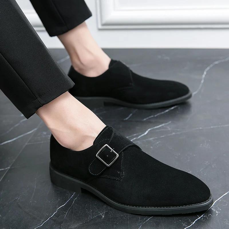 Moda lusso nero marrone pelle scamosciata cinturino con fibbia in metallo scarpe Oxford Classiche da uomo formali da lavoro scarpe da cerimonia