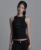 Aejeuyua Sewing Turn Logo Sleeveless Black