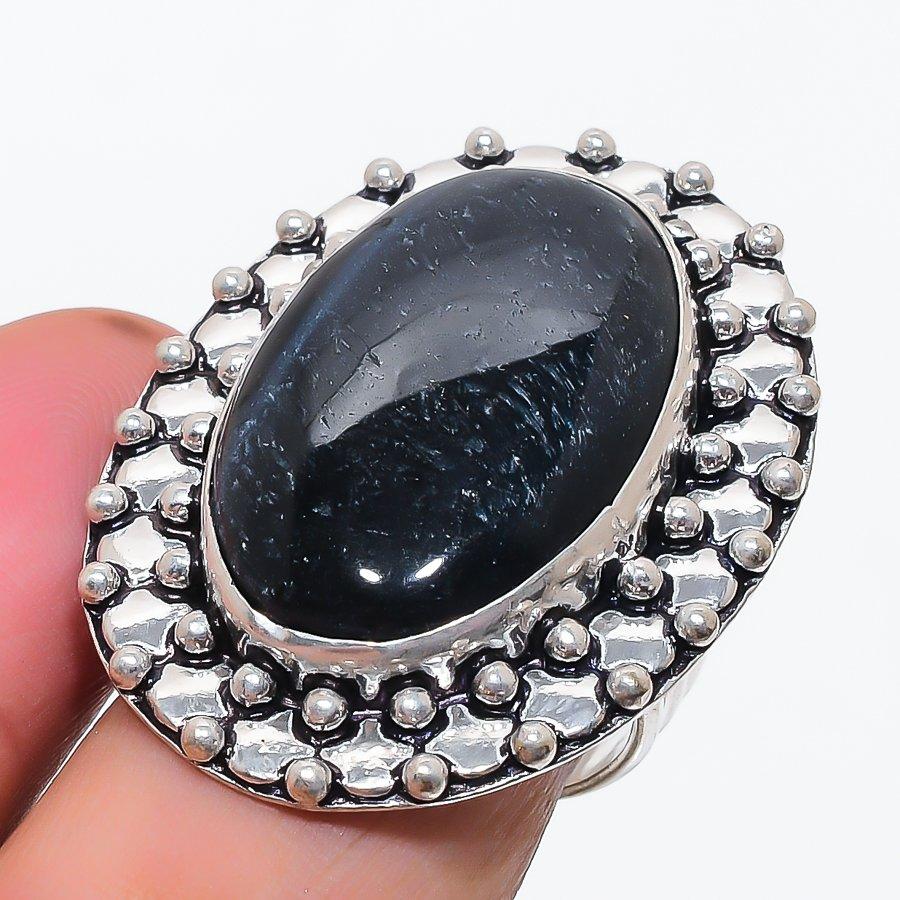 

Натуральный драгоценный камень Тигровый глаз черного цвета, ювелирное изделие из стерлингового серебра 925 пробы, кольцо, размер 8 d8u79