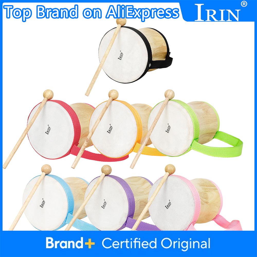 IRIN Indian Drum Wooden Hand Drum Sheepskin Drums with Drumsticks Pro Percussion Instruments for Children's As Gifts