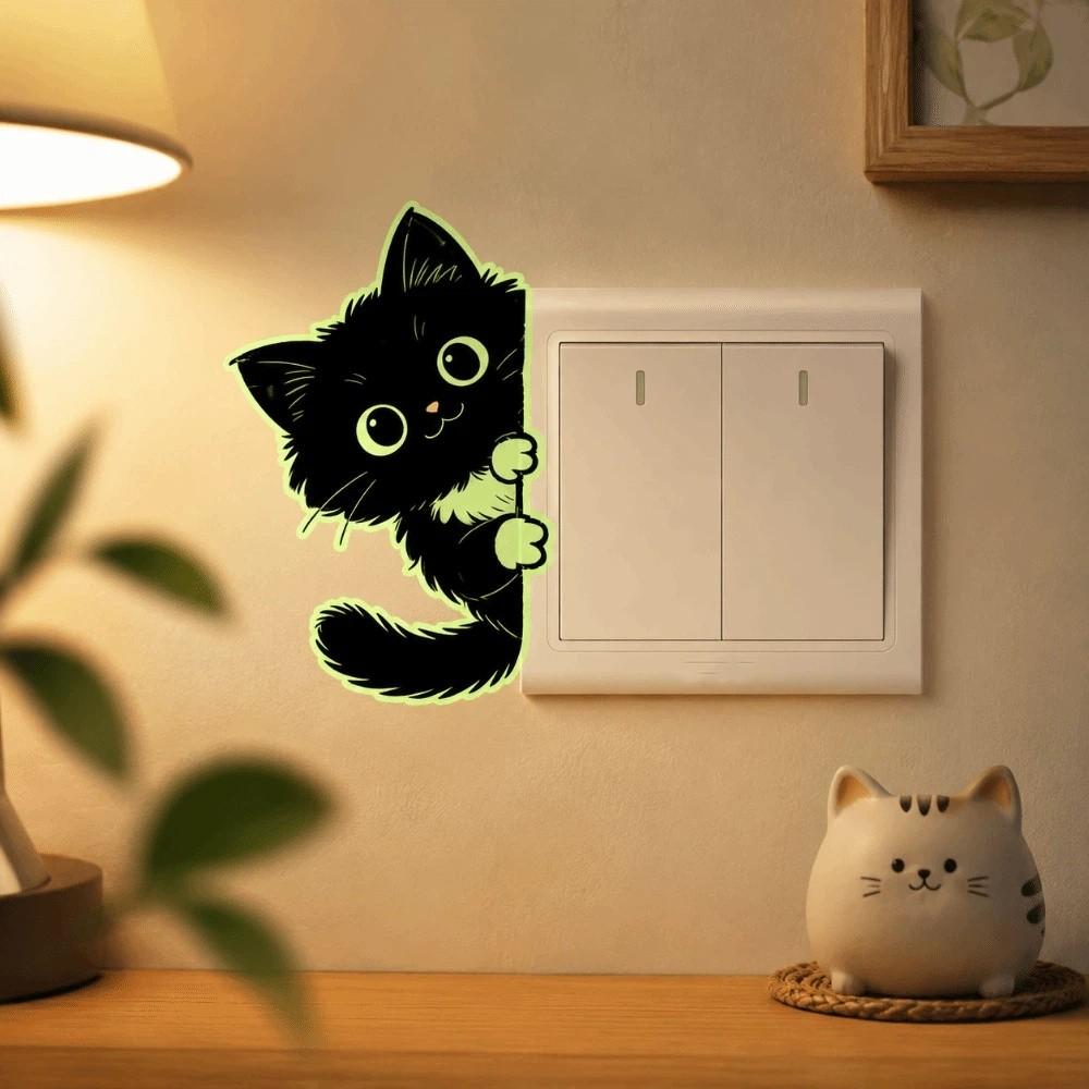 PVC Glowing Cat Stickers Self-Adhesive Cat Switch Stickers Entrance Decoration