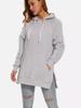2024 Women's Solid Color Hooded Split Shoulder Sleeve Fleece Sweatshirt for Autumn and Winter