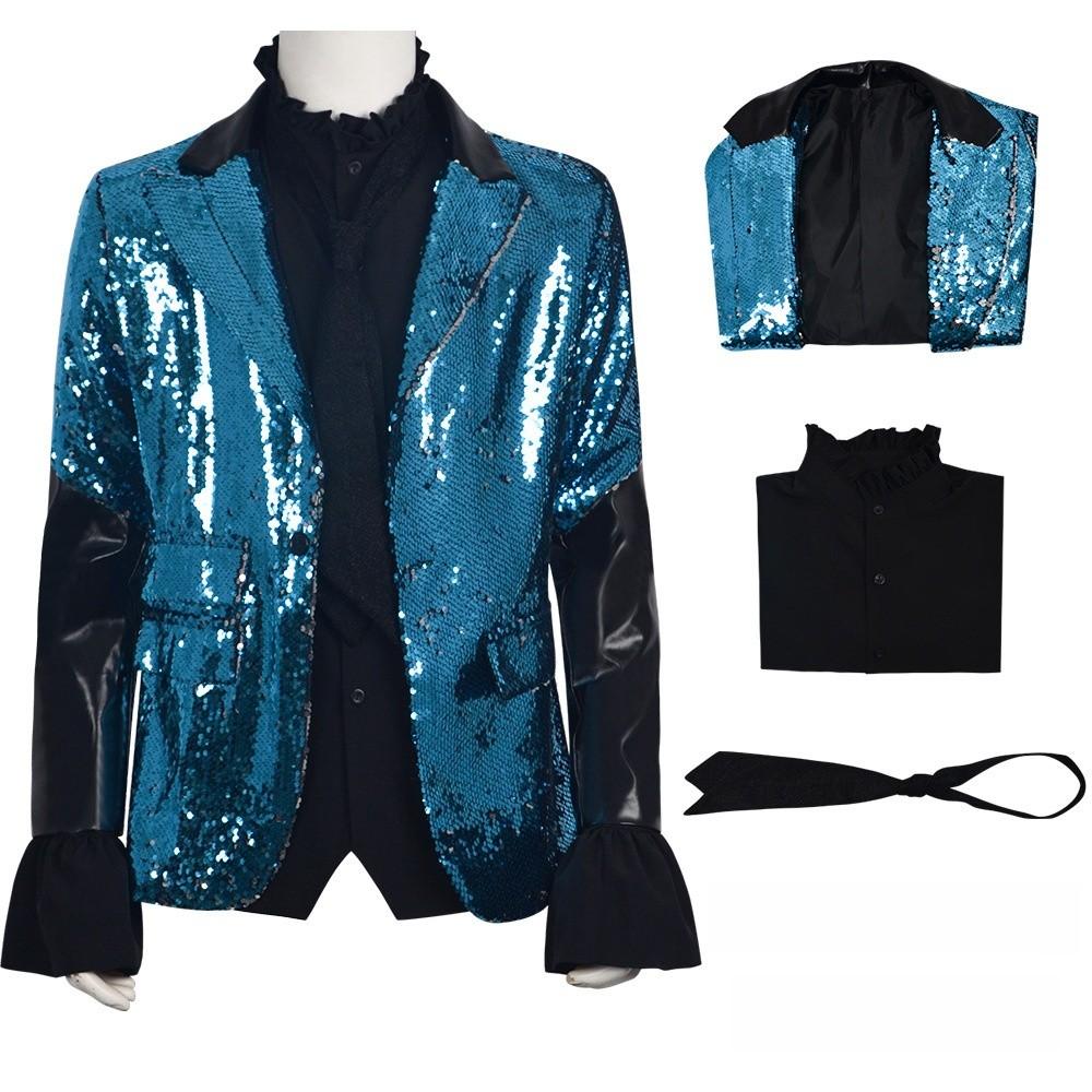 Cosplay kostým skupiny Ghosts pro muže s flitrovaným oblekem na Halloweenskou párty a vystoupení