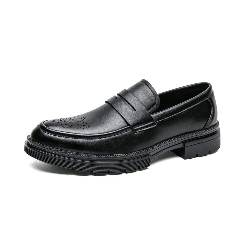 British Style Men s Thick-Soled Slip-On Leather Loafers 2886 39