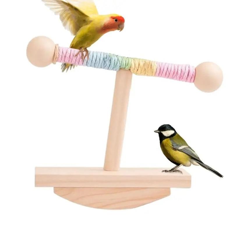 Verstellbarer Papageien-Spielständer aus Holz Vogel-Spielplätze mit schwingender Basis zum Stressabbau und zur Intelligenzentwicklung