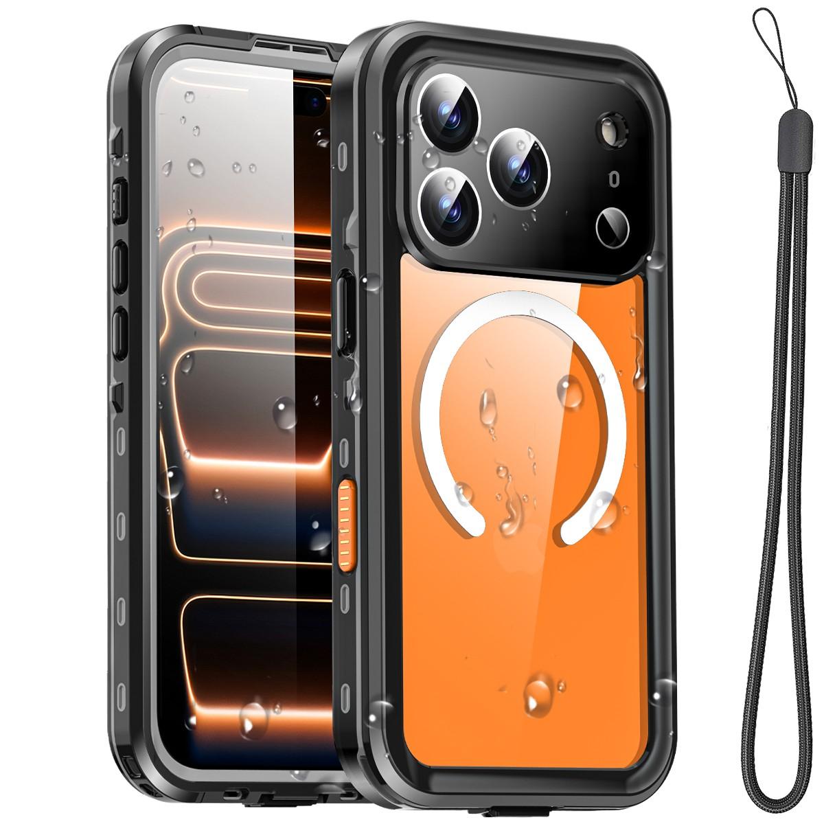 

Diving Swim Underwater for IPhone 17 Air 17e 16e 16 15 Plus 14 13 Pro Max IP68 Waterproof Case Dustproof Clear Magnetic Cover Pc + tpu&Case & Strap&iPhone17 чёрный