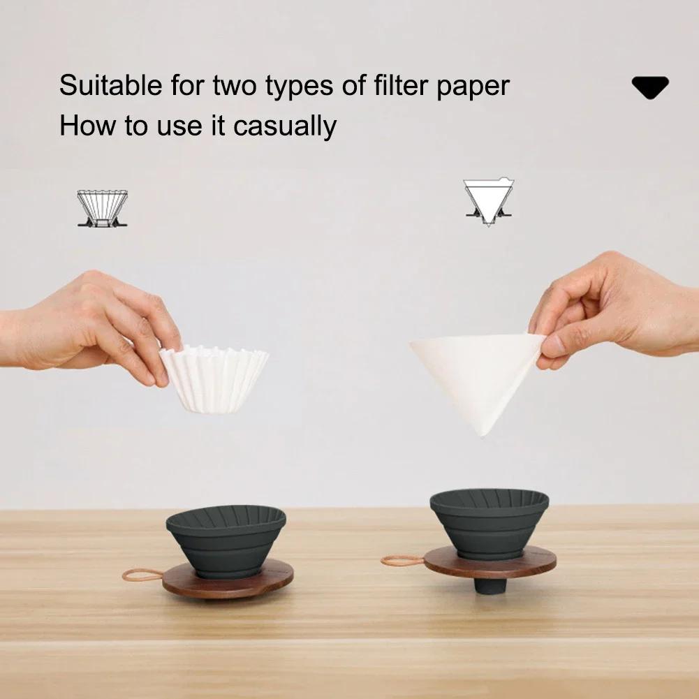 Filtro de Café Plegable Portátil de Silicona Goteo Café Té Soporte Embudo Cesta Reutilizable Tetera Taza de Pastel Goteador Filtro de Café