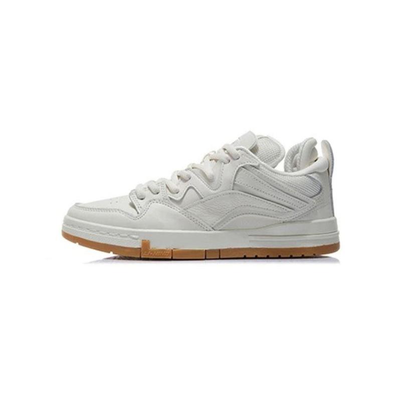 Li Ning Wave Pro Skateboard Shoes Men s Low Top White Brown Colorway AGCW381-1 39