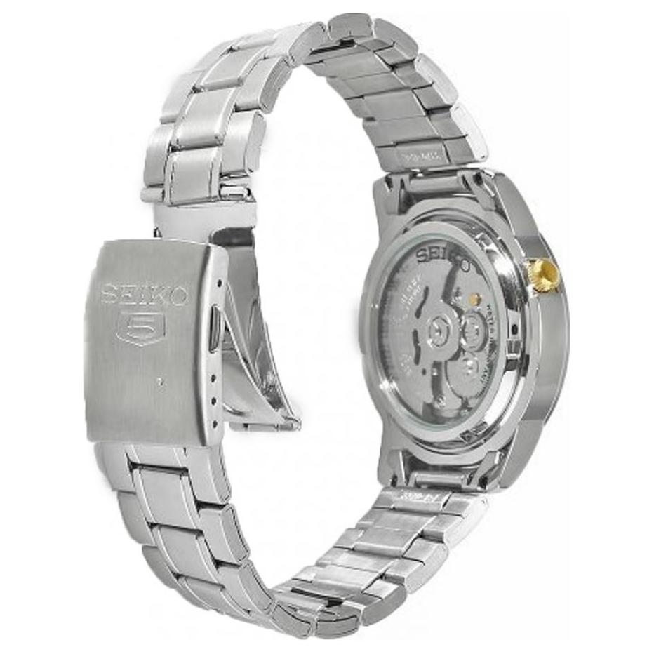 Seiko 30m Water Resistant Automatic Mechanical Movement Stainless Steel Strap Watch Unisex Gold Dial SNKK13K1