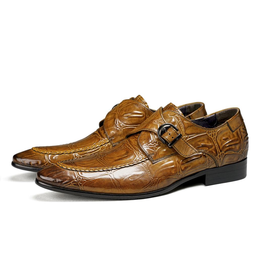 Schnallen-Munch Lederschuhe Herren Echtes Leder Kleiderschuhe Herren Trendige Herren Ein-Pedal Business Casual Schuhe Große Größe Lederschuhe