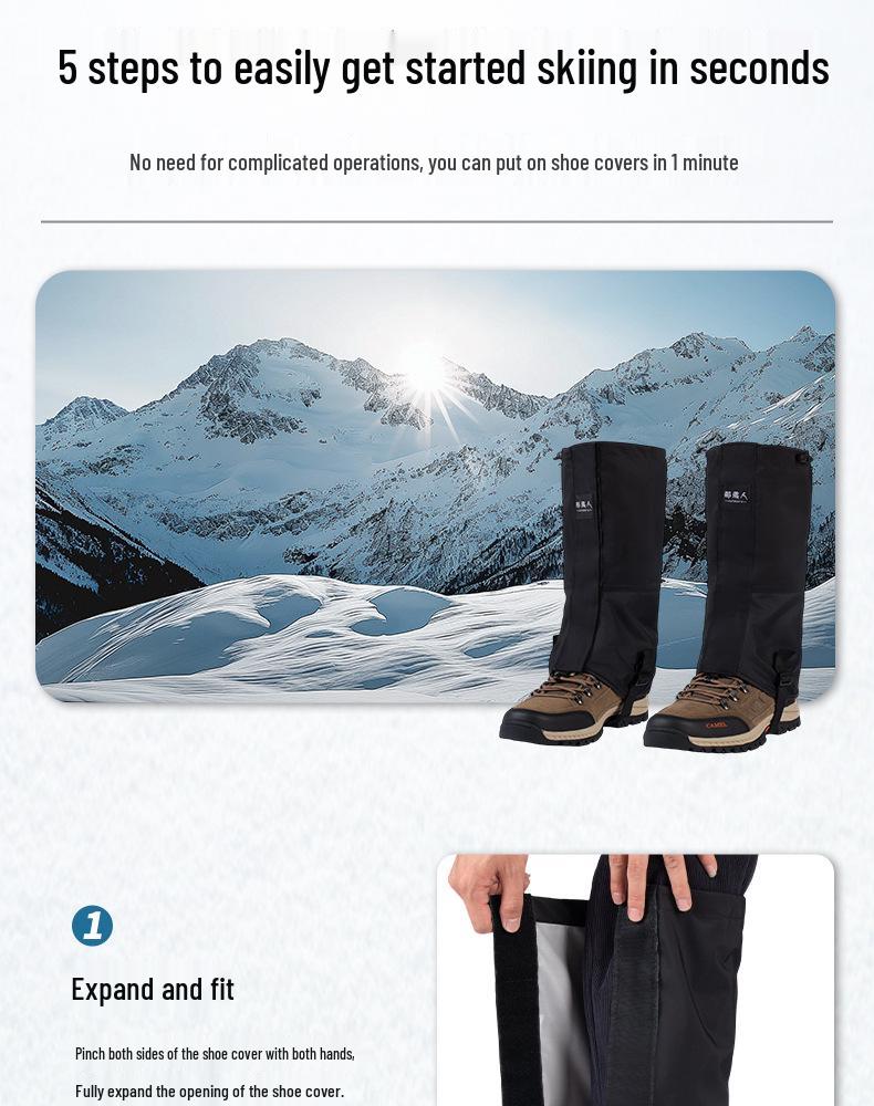 Water-Repellent Outdoor Gaiters: Snowproof, Sandproof & Mudproof Leg Protection for Mountain Climbing