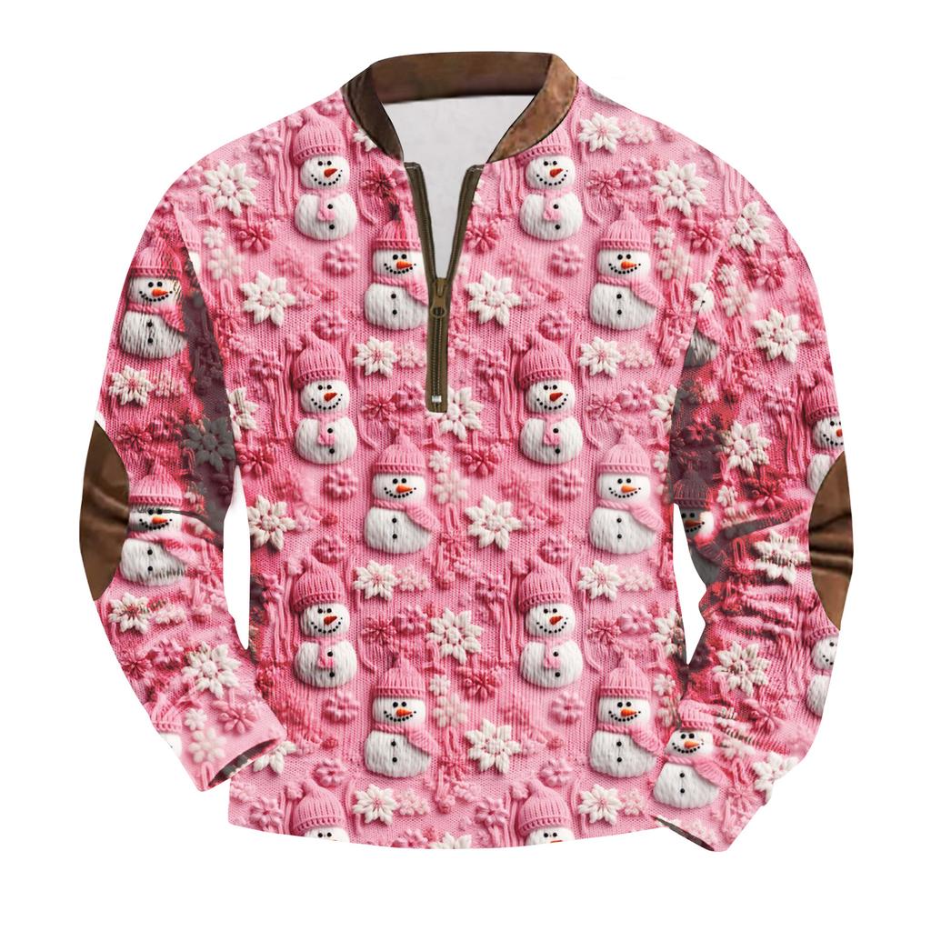 Men's Fashion Christmas Printed Corduroy Zipper Shirt