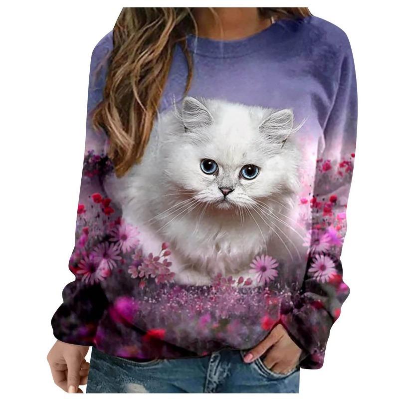 

Толстовка с капюшоном Cute Cat 3D Printed Свитера и длинные рукава Женская одежда 6XL