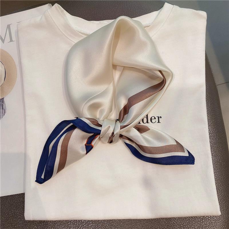 Cute polka dot silk mulberry silk scarf women's versatile small square scarf summer Korean version temperament decorative small scarf headband