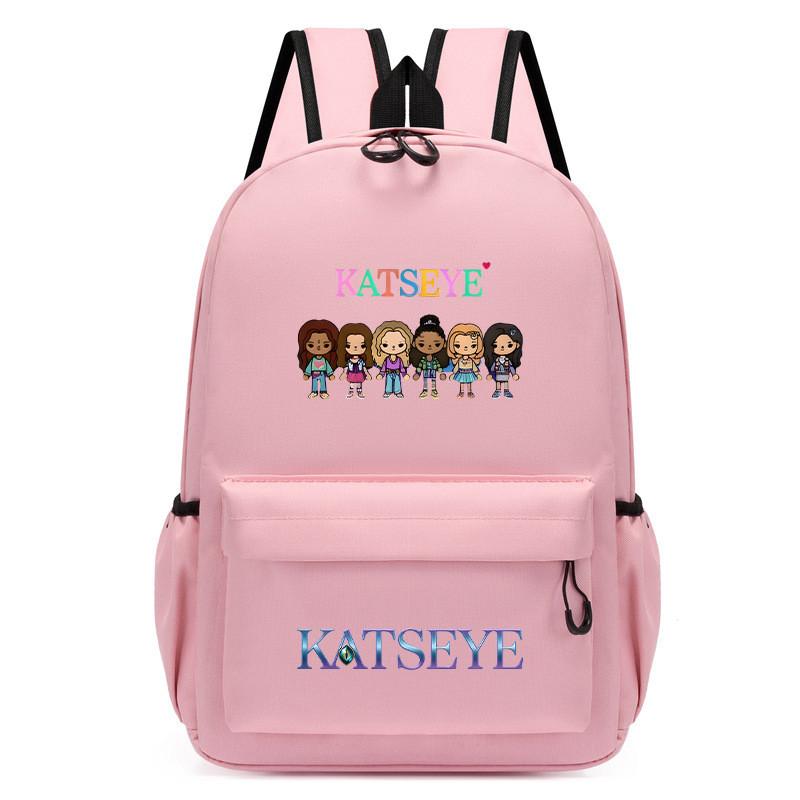 60123-18 Zaino Stampato KATSEYE Cartone Animato Zaino Impermeabile Scolastico per Studenti