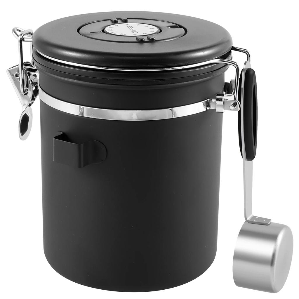 1,5L Kaffee Bohnen Vakuumversiegelter Behälter 304 Edelstahl Kaffee Aufbewahrungsdose mit Löffel für Küche Getreide Tee Nuss Organizer NEU