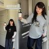 Large Size Women's Clothing Design Polka Dot Splicing Long-sleeved T-shirt 2026 Spring Fun Printed Top 123957