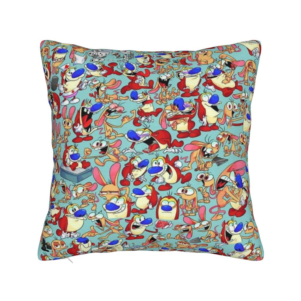 Decorative Pillowcase The Ren Stimpy Show Cartoon Accessories Home Pillow Case Cover Zippered MultiSize