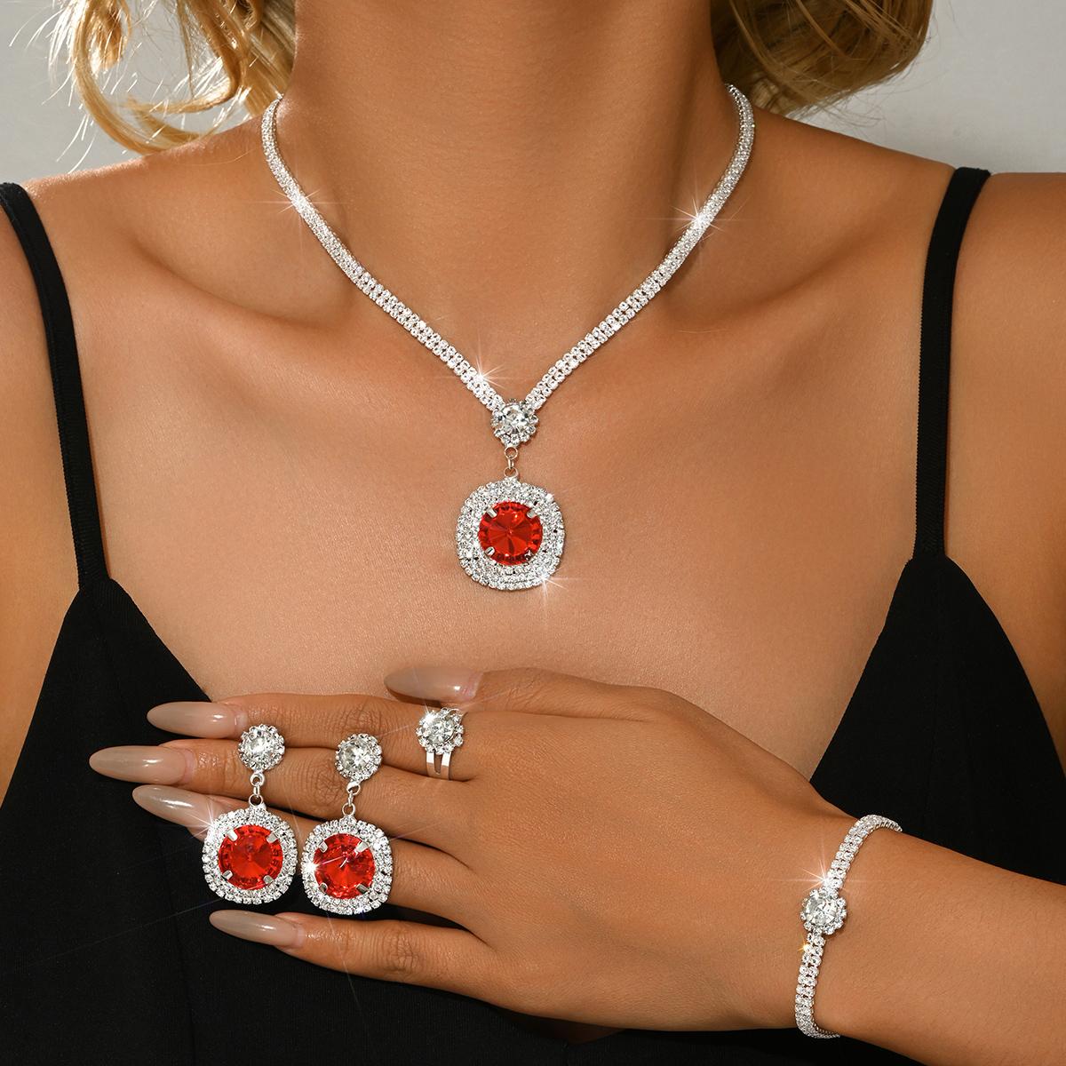 Cross Border European American Necklace Earrings Set Decorations Wedding Necklace Bridal Set Women s Premium
