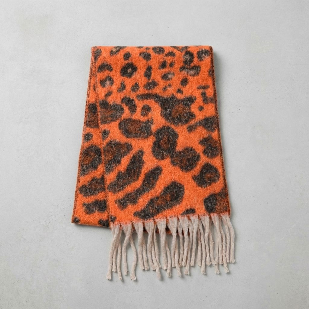 Scarf for Women 2026 Spring and Autumn Vintage Leopard Print Imitation Cashmere Tassel Warm and Fashionable Versatile Scarf