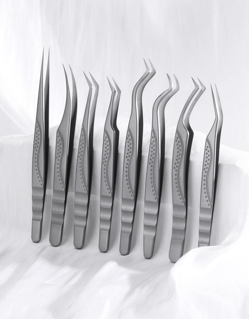 Stainless Steel Curved & Straight Tip Tweezers for Eyelash Grafting & Blackhead Removal